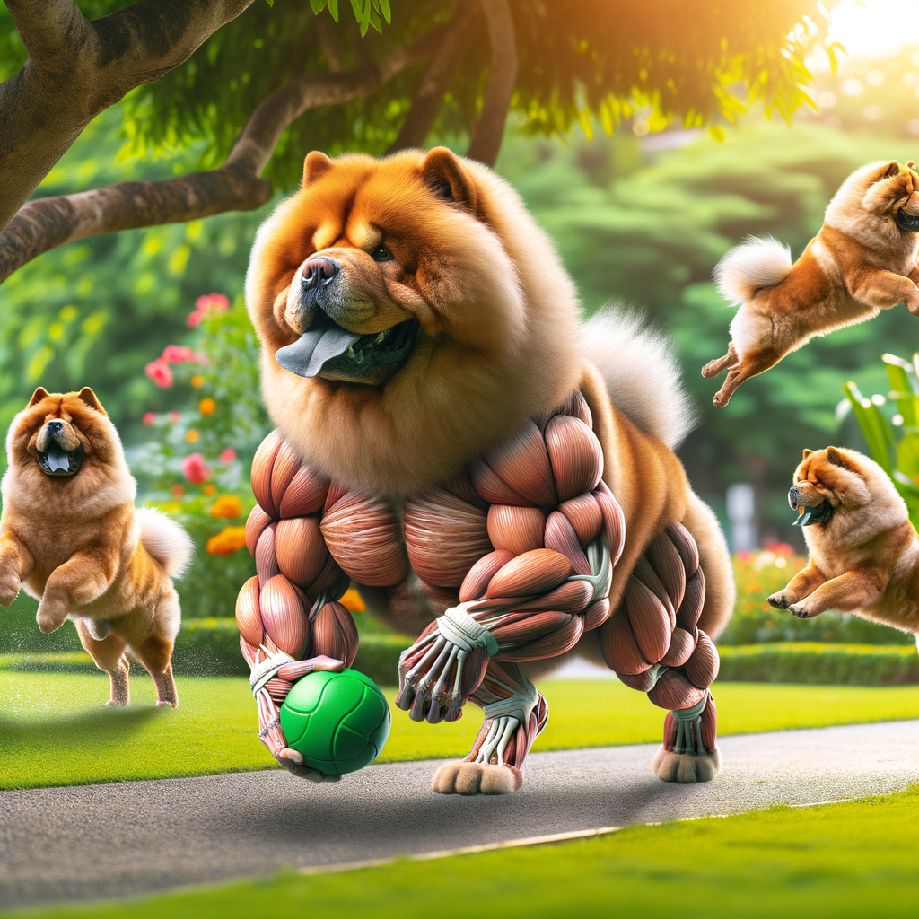 Chow Chow dog engaging in exercise routine in park, demonstrating the health benefits and importance of physical activity for Chow Chow's fitness and wellbeing