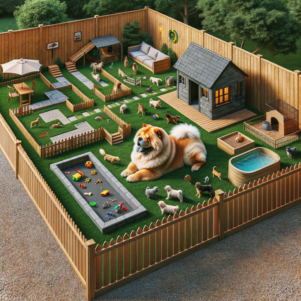 Happy Chow Chow dog breed enjoying outdoor activities in a safe, dog-friendly backyard designed with Chow Chow essentials for optimal backyard safety and fun.
