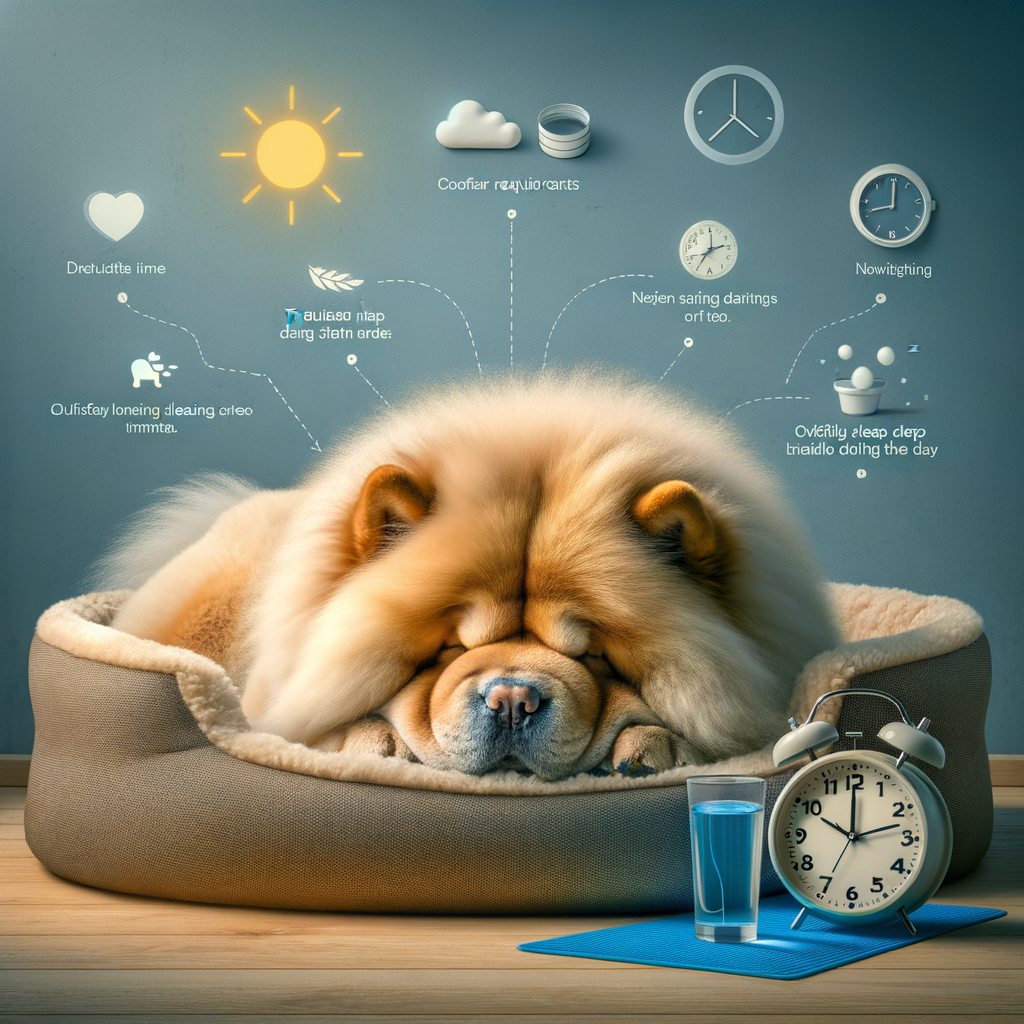 Chow Chow dog sleeping in a dog bed, illustrating the unique Chow Chow sleep habits, sleep issues, and requirements, providing insight into understanding Chow Chow behavior and temperament.