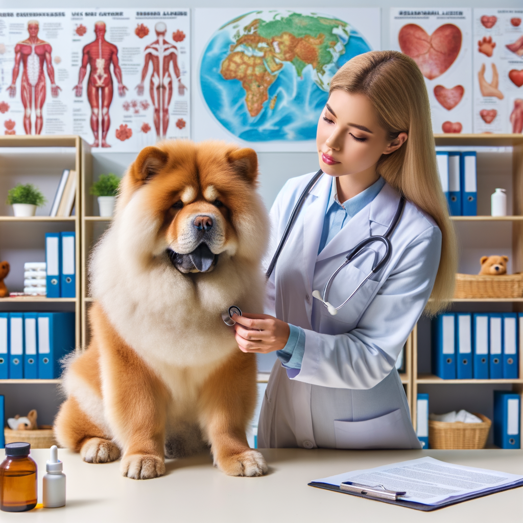 Veterinarian treating a Chow Chow dog for seasonal allergies, demonstrating symptoms and remedies for managing Chow Chow breed allergies.